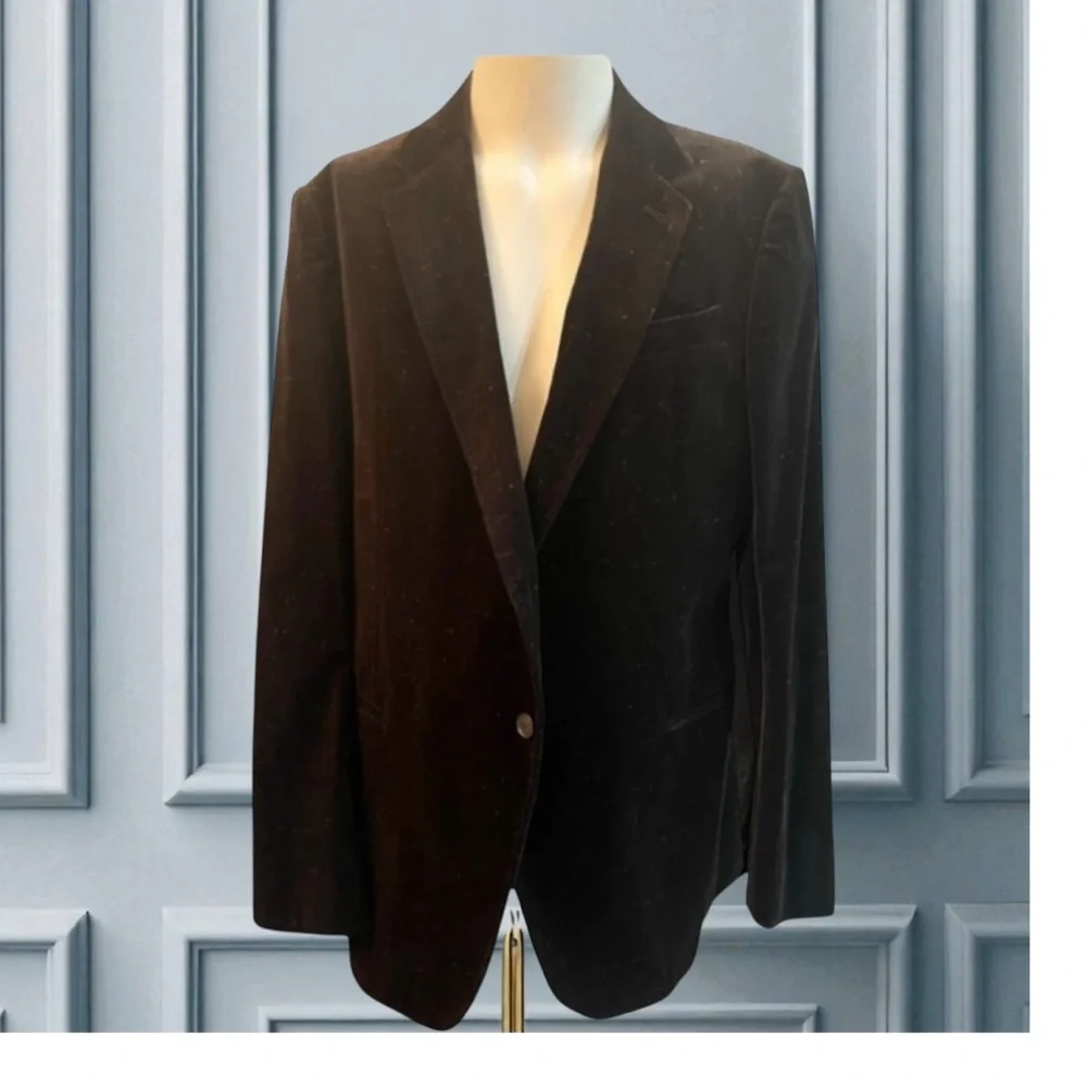 ARMANI COLLEZIONI BROWN VELVET SPECKLED SINGLE BREASTED DINNER JACKET